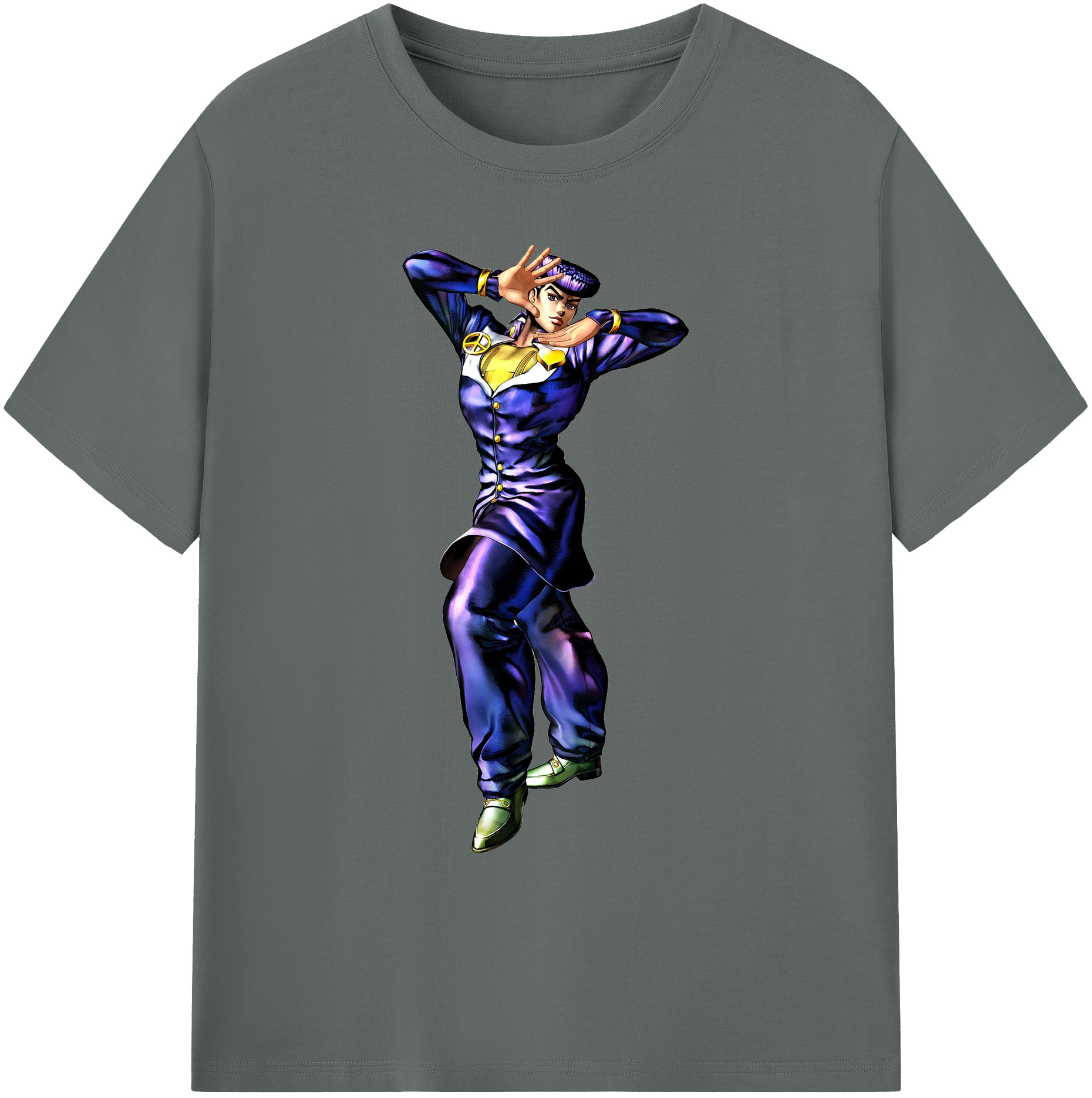 （画像用） ジョジョの奇妙な冒険 ひがしかた じょうすけ JoJo's Bizarre Adventure Higashikata Josuke 綿100％ メンズ半袖Tシャツ｜肌触りやわらか＆通気性